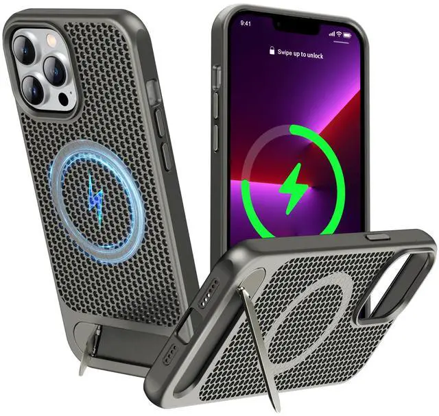Main image of for Magnetic Heat Dissipatio case for iPhone 13/14, for MagSafe, Cooling Drop Protection, Adjustable Kickstand case, Ice Armour Cool Matte Material - Grey