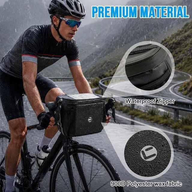 Alt view image 5 of 7 - Bike Handlebar Insulated Bag, Bike Front Phone Bag Cooler Storage Pouch With TPU Touch Screen Insulation Bicycle Frame Bag Strap On Cycling Accessories for Outdoor Hiking Travel Assistants