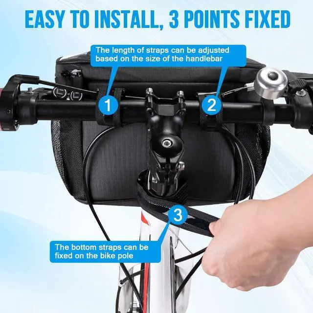 Alt view image 7 of 7 - Bike Handlebar Insulated Bag, Bike Front Phone Bag Cooler Storage Pouch With TPU Touch Screen Insulation Bicycle Frame Bag Strap On Cycling Accessories for Outdoor Hiking Travel Assistants