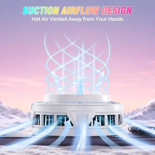 Alt view image 4 of 7 - USB Phone Cooler White, Suction Airflow Design Hot Air Not Blowing Hands, Semiconductor Cooling Fan, Magnetic & Clip-On, Large Cooling Plate, 3 Gears, RGB Switchable for iPhone Android - White
