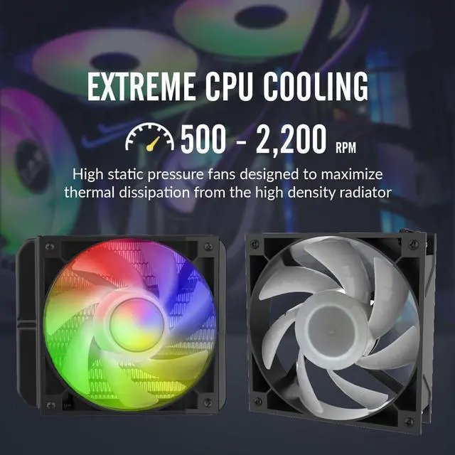 Alt view image 7 of 7 - Dracaena.io 120mm AIO CPU Cooler - ARGB Remote Control, Quiet PWM ARGB Fan, Hydraulic Bearing Pump & Aluminum Radiator - for Intel LGA1700/1200/115X/2011/2066 & AMD AM5/AM4/AM3/FM2 Ryzen, Black