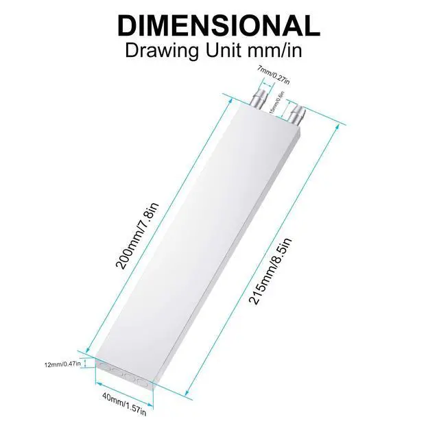 Alt view image 3 of 5 - Aluminum Water Cooling Block, Liquid Water Cooler Heat Sink System for PC Computer CPU Graphics Radiator Heatsink Endothermic Head Silver 2pcs(40mm x 200mm x 12mm)