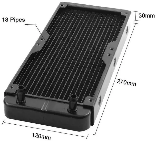 Alt view image 4 of 4 - 18 Pipe Aluminum Computer Radiator Heat Exchanger 270mm x 120mm for PC CPU Water Cool System 240mm(A)