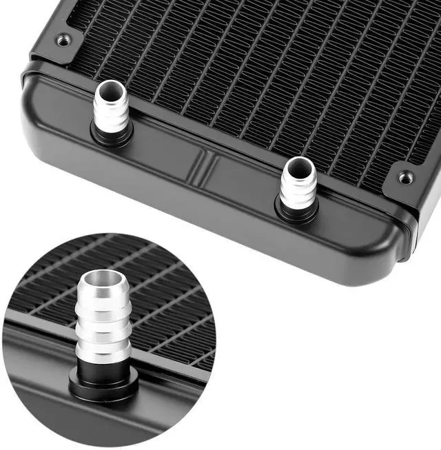 Alt view image 3 of 5 - 240mm Water Cooling Radiator 12 Pipe Pure Copper Fin Heat Exchanger 275x120x30mm for PC CPU VGA Liquid Cooling Industrial Inverters & Laser Systems G1/4 Threaded