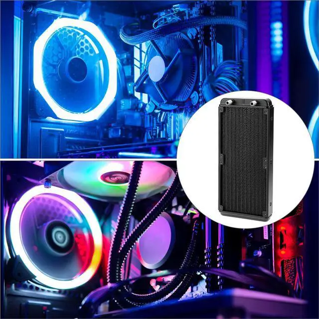 Alt view image 5 of 5 - 240mm Water Cooling Radiator 12 Pipe Pure Copper Fin Heat Exchanger 275x120x30mm for PC CPU VGA Liquid Cooling Industrial Inverters & Laser Systems G1/4 Threaded