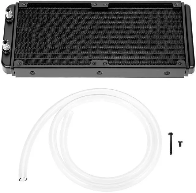 Alt view image 2 of 5 - 240mm Water Cooling Radiator 12 Pipe Pure Copper Fin Heat Exchanger 275x120x30mm for PC CPU VGA Liquid Cooling Industrial Inverters & Laser Systems G1/4 Threaded