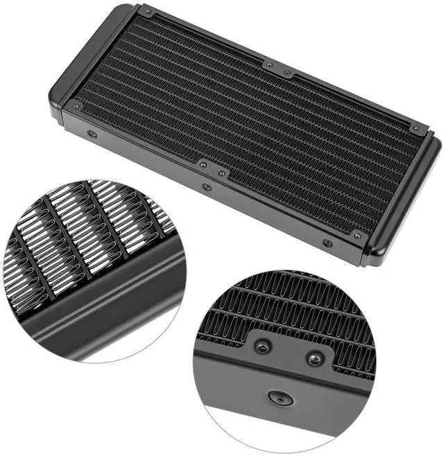 Alt view image 4 of 5 - 240mm Water Cooling Radiator 12 Pipe Pure Copper Fin Heat Exchanger 275x120x30mm for PC CPU VGA Liquid Cooling Industrial Inverters & Laser Systems G1/4 Threaded