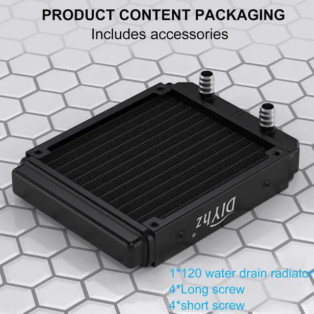 Alt view image 3 of 6 - Water Cooling Computer Radiator, 12 Pipe Aluminum Heat Exchanger Liquid Cooling Radiator Heat Sink 120mm for CPU PC Laser Water Cool System DC12V Black with Tube
