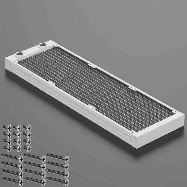 Alt view image 5 of 6 - Water Cooling Radiator, 12 Pipe G1/4 Thread Heat Row Radiator 12 Pipe Aluminum Heat Exchanger Radiator for PC CPU Computer Water Cool System 360mm White