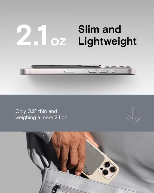 Alt view image 2 of 7 - Magnetic Wallet Stand Compatible with iPhone 17/16/15/14/13/12 Series, Angle Adjustment & Magsafe Compatible MOVAS Phone Stand,Cool Grey