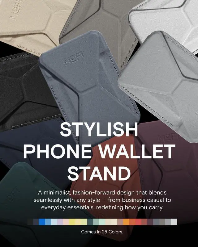 Alt view image 7 of 7 - Magnetic Wallet Stand Compatible with iPhone 17/16/15/14/13/12 Series, Angle Adjustment & Magsafe Compatible MOVAS Phone Stand,Cool Grey