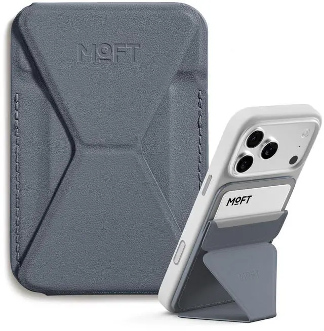 Main image of Magnetic Wallet Stand Compatible with iPhone 17/16/15/14/13/12 Series, Angle Adjustment & Magsafe Compatible MOVAS Phone Stand,Cool Grey