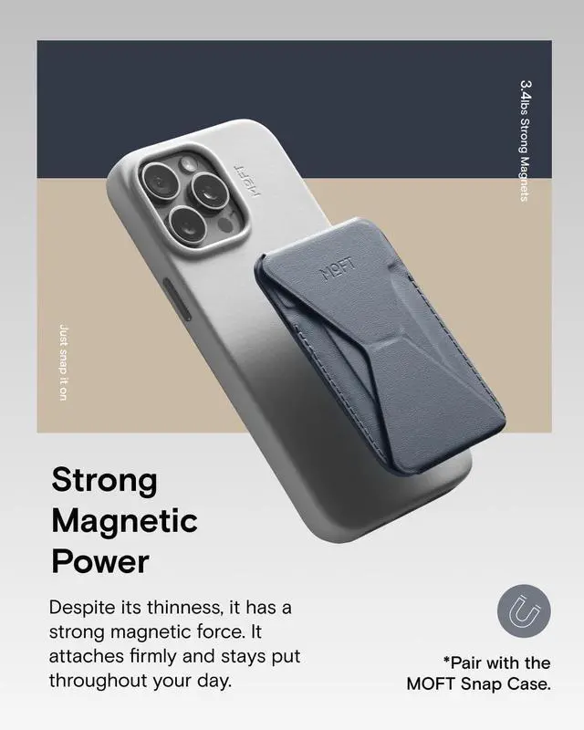 Alt view image 4 of 7 - Magnetic Wallet Stand Compatible with iPhone 17/16/15/14/13/12 Series, Angle Adjustment & Magsafe Compatible MOVAS Phone Stand,Cool Grey