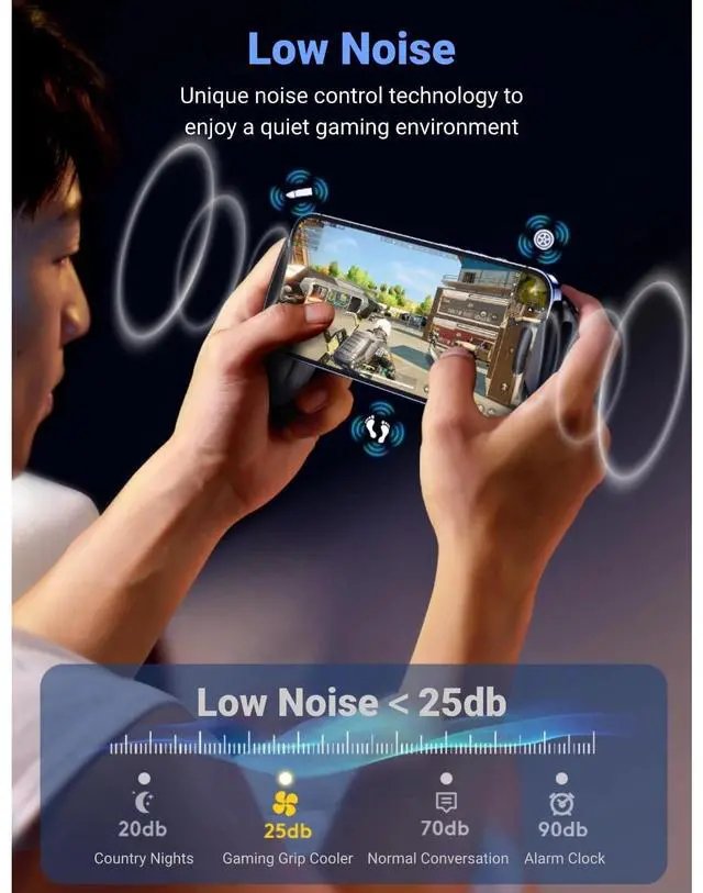 Alt view image 4 of 7 - Phone Game Grip, Semiconductor, Adjustable Mobile Controller Handle Holder with Colorful Light Effect, Fan Cooling, for, iOS