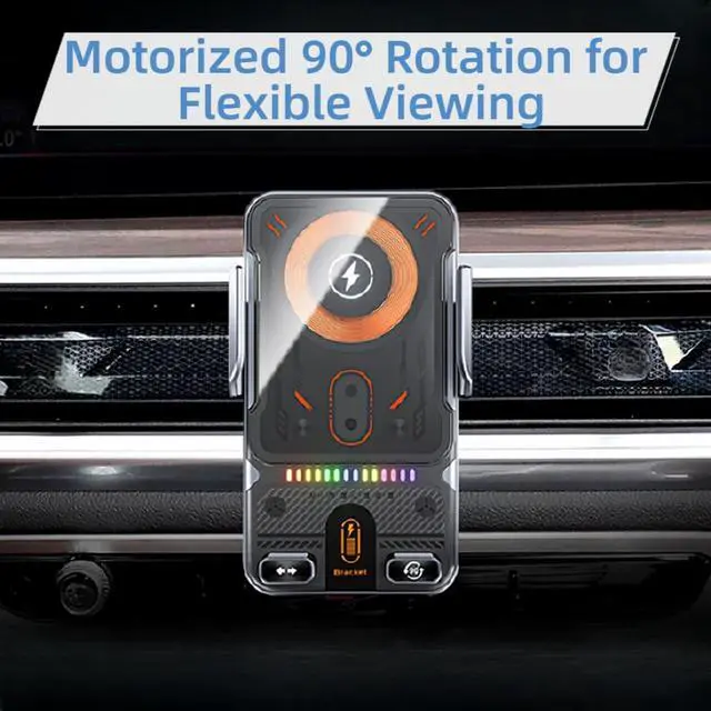 Alt view image 2 of 4 - 2026 New Cool Smart 2-in-1 Universal Car Phone Mount with Induction Opening/Closing, 15W Fast Charging, 360° Auto-Rotating for Air Vent - Switch Horizontal/Vertical (Black)