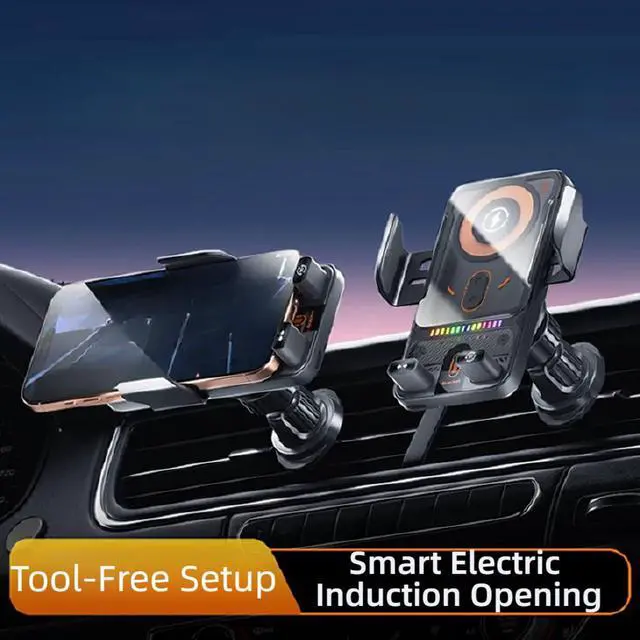 Alt view image 3 of 4 - 2026 New Cool Smart 2-in-1 Universal Car Phone Mount with Induction Opening/Closing, 15W Fast Charging, 360° Auto-Rotating for Air Vent - Switch Horizontal/Vertical (Black)