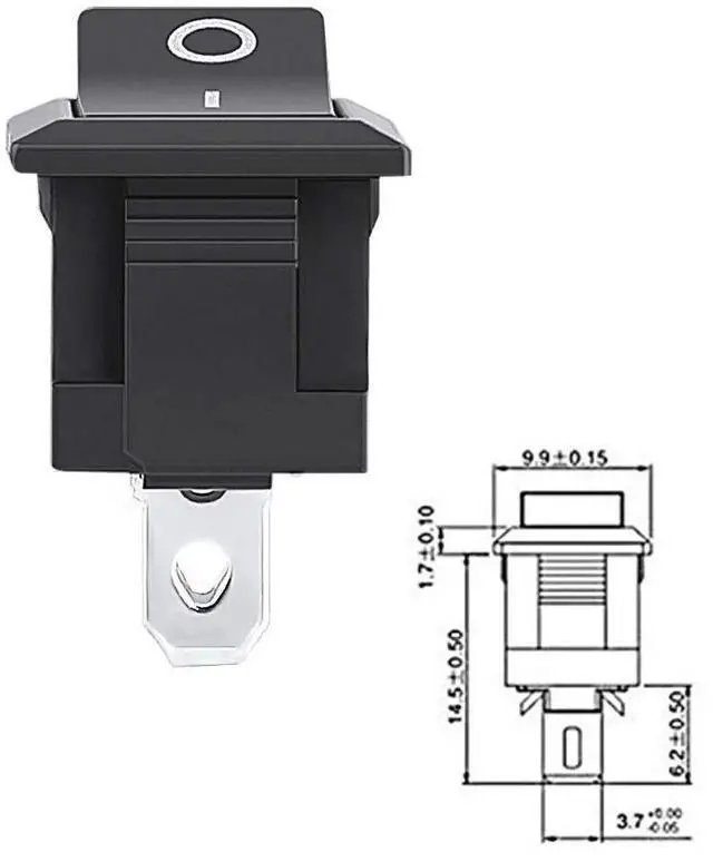 Alt view image 3 of 7 - 5pcs Rocker Switch, Circuit Switch 2 Pin Snap-in On/Off Position Snap Boat Rocker Switch 12V/110V/250V OT8G