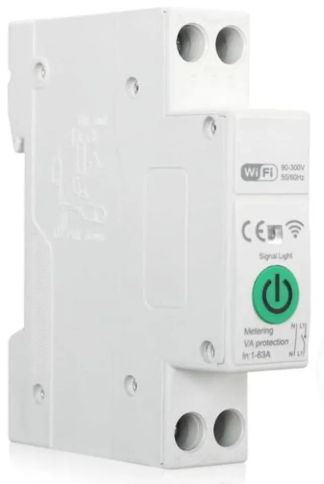 Main image of WiFi Smart Switch Breaker, 1-63A Adjustable WiFi Circuit Breaker, Smart Life/Tuya APP Remote Control Switch Timer Monitor Voltage Power Energy Usage, Compatible for Alexa Google Home DIN Rail