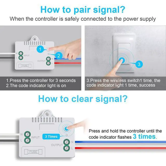 Alt view image 7 of 7 - Self-Powered(No Battery Required) Wireless Light Switch and Receiver Kit, Wireless Light Switch No WiFi Needed Outdoor Indoor Remote Control Lighting Switch Fixture for Lights