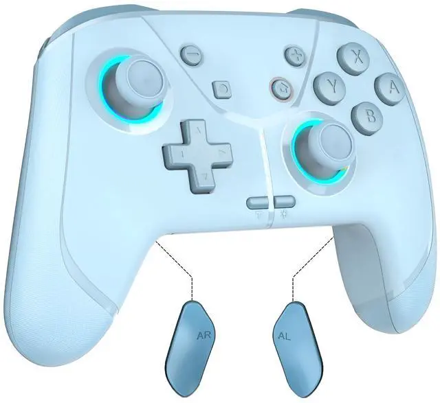 Main image of Wireless Switch 2 Pro Controller, Macro Controller for Nintendo Switch 2/Switch 1/Lite/OLED with Loop Macro, Home Wake Up, HD Rumble, Motion Control, Turbo, 800mAh, Light Blue