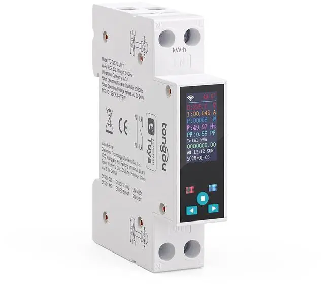 Main image of Smart Wifi Switch, 1P+N AC90-240V 1-50A, Smart Life/Tuya APP Remote Control, with Power Monitoring, Export/Clear Power Data, DIN Rail Mounted, with LCD Display, Recloser Function, FCC Certified