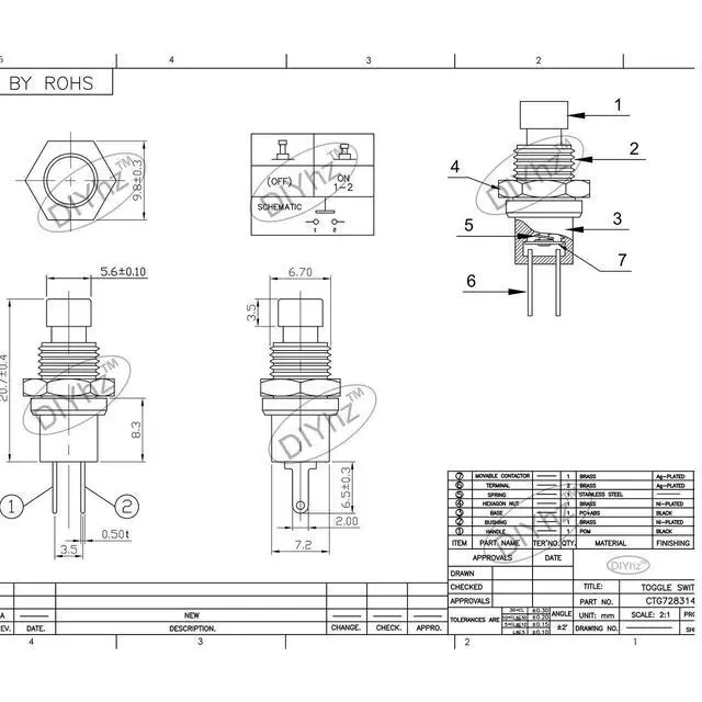 Alt view image 6 of 7 - Momentary Push Button Switch, 1A 250VAC SPST Mini Pushbutton Switches Normally Open(NO) Red Cap - 10pcs
