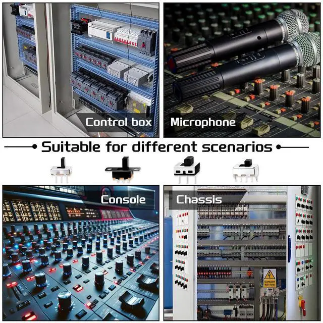 Alt view image 6 of 6 - Slide Switch Set Mini Micro Slide Switches SPDT 1p2t Small Toggle Switch Vertical Panel Mount ON Off 2Position 3Pin SS12F15 SS12F15VG6 SS12D00G SS12F44 SS12D10 (80Pcs)