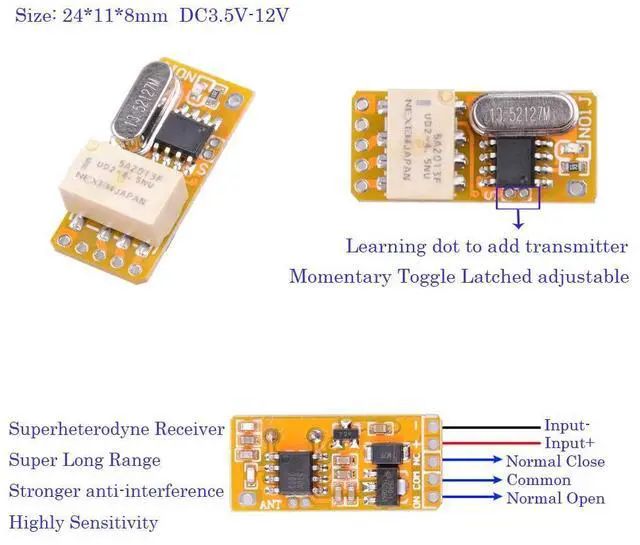 Alt view image 7 of 7 - 3.7-12V Wireless Remote Control Switch Mini Small PCB 433mhz RF Transmitter,3V -12V Battery Power Circuit Micro Controller for DIY