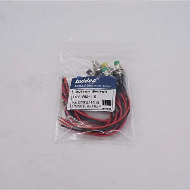 Alt view image 7 of 7 - /12PCS 3V-6V-12V-24V-250V Momentary Push Button Switch 2 Pins ON/Off SPST 7mm 6 Colors Normal Open 1A Mini Round Button Switch with Pre-soldered Wires PBS-110-X6C