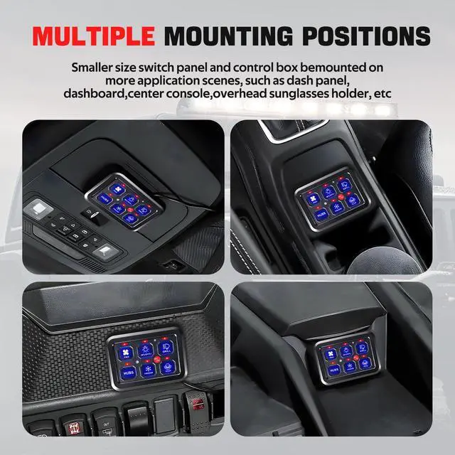 Alt view image 5 of 6 - 6 Gang Switch Panel with Automatic Dimmable On-Off LED Switch Pod Universal Circuit Control Relay System with Fuse Wiring Harness for Truck Jeep Trailer Car RV ATV UTV SUV