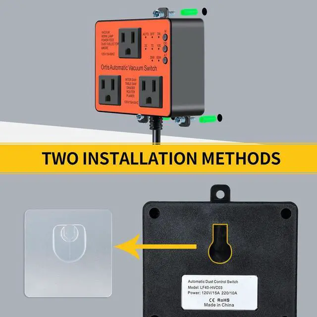 Alt view image 5 of 7 - Automatic Vacuum Switch, Ortis Dust Control Autoswitch for More Power Tools, Delay Vacuum On/Off to Prevent Circuit Overload and Tripping, Adjustable Actuation Threshold