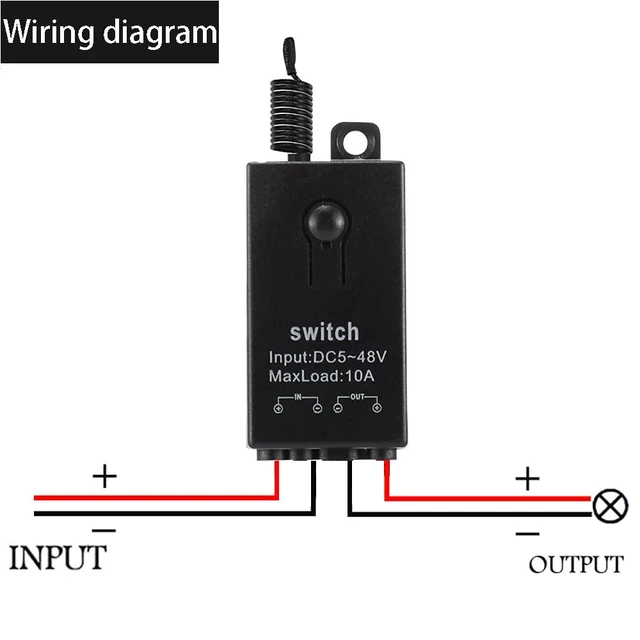 Alt view image 2 of 7 - Mini Remote Control Switch,DC 12V/24V/48V/10A Relay,328FT Range | Wireless RF Switch for Car,Motor,Lamps,LED Lights,Fan