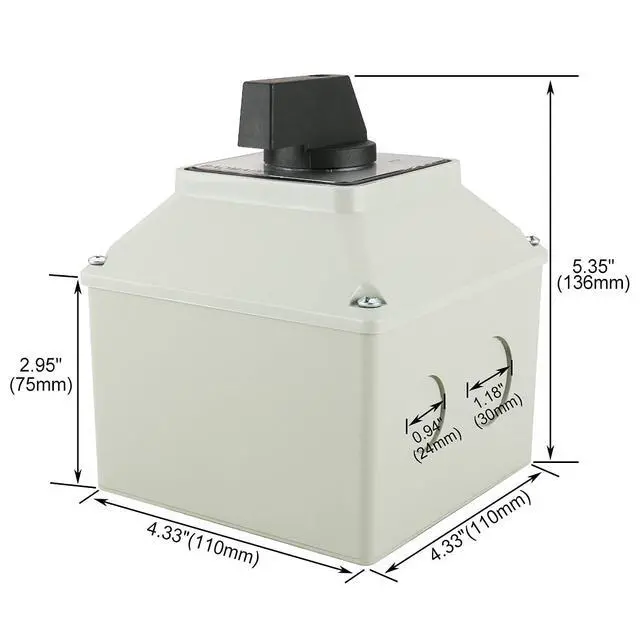Alt view image 3 of 7 - 3 Phase Rotary Changeover Switch 40A 660V,3 Position (1-0-2) 12 Terminal Universal Cam Selector Switch with Waterproof Exterior Box,Manual Transfer Switch for Motor Control,SZW26-40/D303.3D