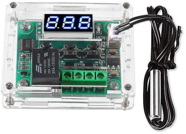 Main image of W1209 DC 12V Digital Temperature Controller Board Blue Digital Display Thermostat -50-110°C Electronic Temperature Temp Control Module Switch with Waterproof Case (1-Pack)