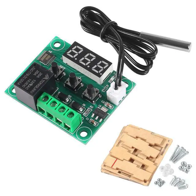 Alt view image 4 of 5 - W1209 DC 12V Digital Temperature Controller Board Blue Digital Display Thermostat -50-110°C Electronic Temperature Temp Control Module Switch with Waterproof Case (1-Pack)
