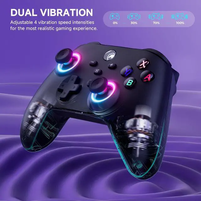 Alt view image 6 of 6 - Switch 2 Controller, 2025 Wireless Controller with RGB/Macro/Shift/Turbo/Vibration, 1000mAh Bluetooth Controller Compatible with Switch/Switch 2/PC/Adroid/iOS