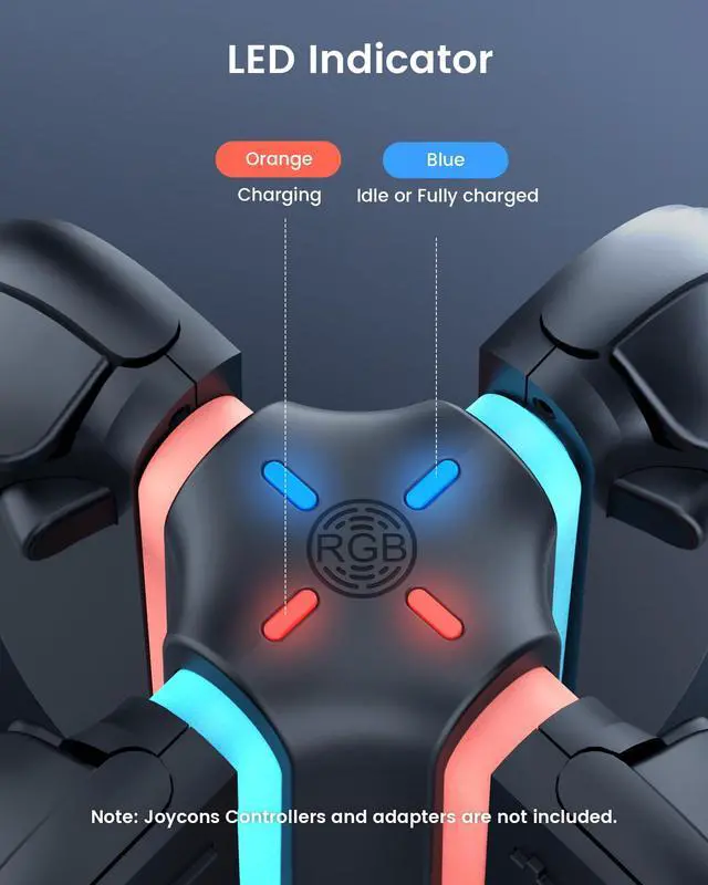 Alt view image 3 of 7 - Charging Dock for Nintendo Switch 2 Joycons, 4 in 1 Dual-Side Magnetic Fast Controller Charger Station with 9 RGB Modes & Circuit Protection, Switch 2 Accessories for Joy Cons, Black