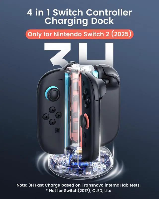 Alt view image 2 of 7 - Charging Dock for Nintendo Switch 2 Joycons, 4 in 1 Dual-Side Magnetic Fast Controller Charger Station with 9 RGB Modes & Circuit Protection, Switch 2 Accessories for Joy Cons, Black