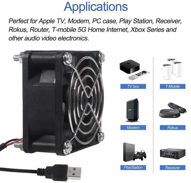 Alt view image 7 of 7 - 4-Pack Quiet 60mm USB Fan Dual-Ball Bearings,60mm x 60mm x 25mm 5V Brushless DC Cooling Fans for PC Computer Case Cooler Raspberry Pi Radiator Ventilation