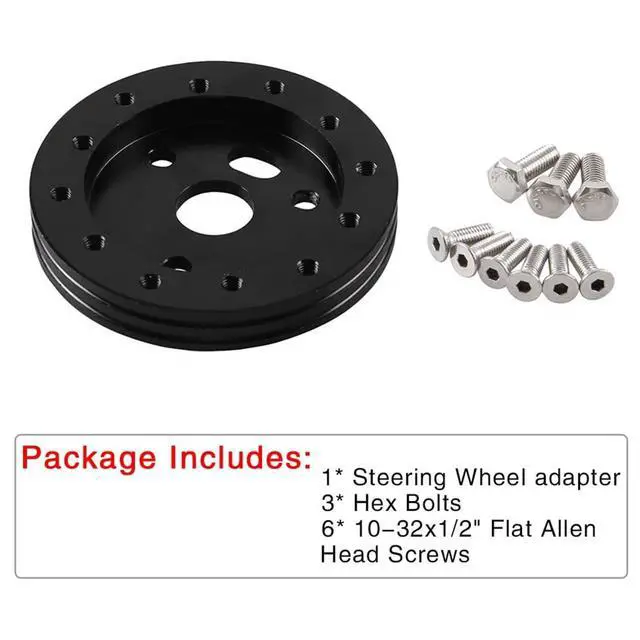 Alt view image 5 of 7 - RULLINE 0.5" Steering Wheel Hub Adapter Conversion Spacer 6 Hole to 3 Hole Steering Wheel Adapter Boss Kit Black