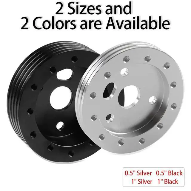Alt view image 6 of 7 - RULLINE 0.5" Steering Wheel Hub Adapter Conversion Spacer 6 Hole to 3 Hole Steering Wheel Adapter Boss Kit Black