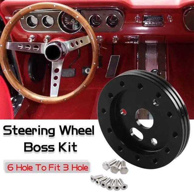 Alt view image 7 of 7 - RULLINE 0.5" Steering Wheel Hub Adapter Conversion Spacer 6 Hole to 3 Hole Steering Wheel Adapter Boss Kit Black