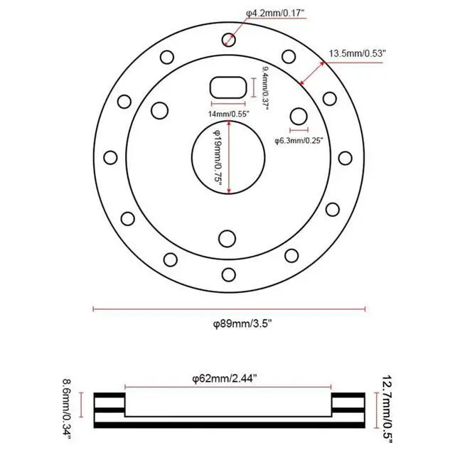 Alt view image 4 of 7 - RULLINE 0.5" Steering Wheel Hub Adapter Conversion Spacer 6 Hole to 3 Hole Steering Wheel Adapter Boss Kit Black