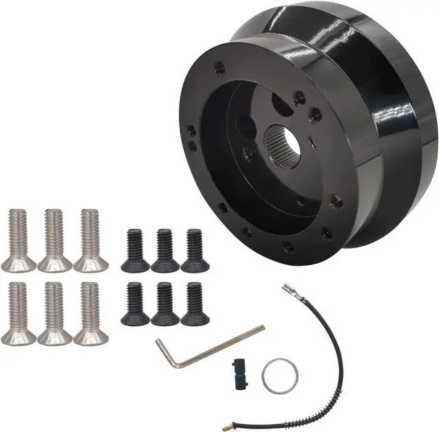 Main image of 5 & 6 Hole Billet Steering Wheel Hub Adapter Replacement for Chevy 1969-1994 GMC Truck Pickup Van-s J-eep Bui-ck Chry-sler Dod-ge Pon-tiac Ca-dillac (Black)