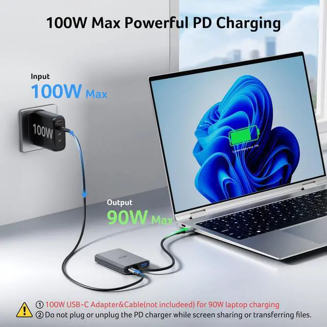 Alt view image 6 of 7 - 4-in-1 USB C Hub, Type C to Dual HDMI Adapter 4K@60Hz, HDMI Splitter for Dual Monitors with 100W PD Port, USB 3.0, Dual Monitor Adapter for USB C Devices with DP Alt Mode (0.65FT)
