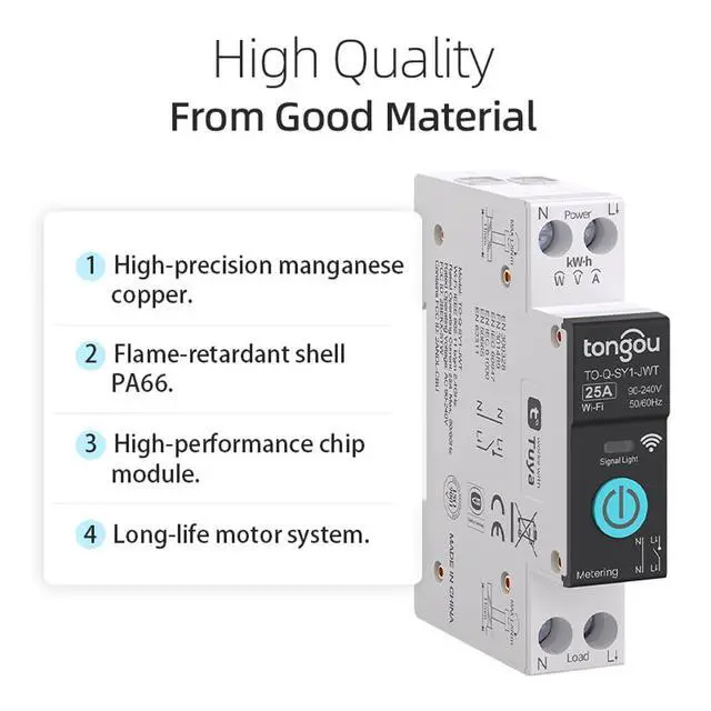 Alt view image 5 of 7 - DIY 1P+N Smart Wi-Fi Switch, Work with Alexa and Google Assistant for Voice Control, 25A with Energy Monitor, Smart Life/Tuya APP Remote Control, Timer Functions, DIN Rail Mounted,FCC Certified