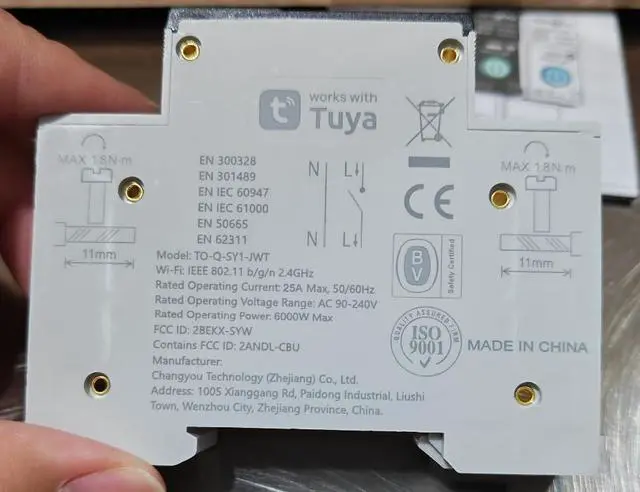 Alt view image 7 of 7 - DIY 1P+N Smart Wi-Fi Switch, Work with Alexa and Google Assistant for Voice Control, 25A with Energy Monitor, Smart Life/Tuya APP Remote Control, Timer Functions, DIN Rail Mounted,FCC Certified