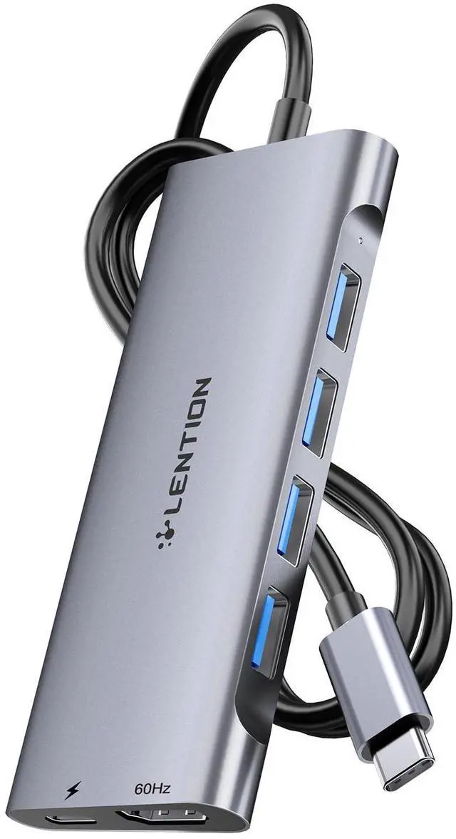 Main image of 3.3FT Long Cable USB C Hub with 4K HDMI, 100W PD Charging, 4 USB 3.0 Port & LED Indicator for MacBook Pro/Air, Dell XPS, HP, Chromebook, More, Stable Driver Adapter (C35-1M, Space Gray)