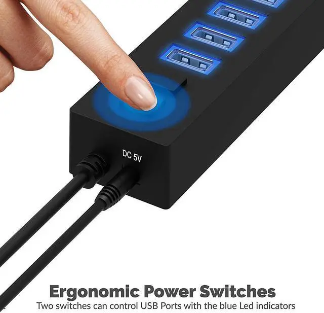 Alt view image 6 of 7 - 13 Port High Speed USB 2.0 Hub with Power Adapter and 2 Control Switches (HB-U14P)