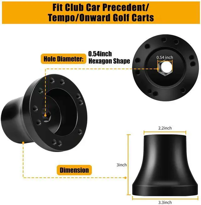 Alt view image 2 of 7 - Club Car Steering Wheel Adapter Hub for Club Car Precedent/Tempo/Onward Golf Carts with 5-6 Holes Golf Cart Steering Wheel
